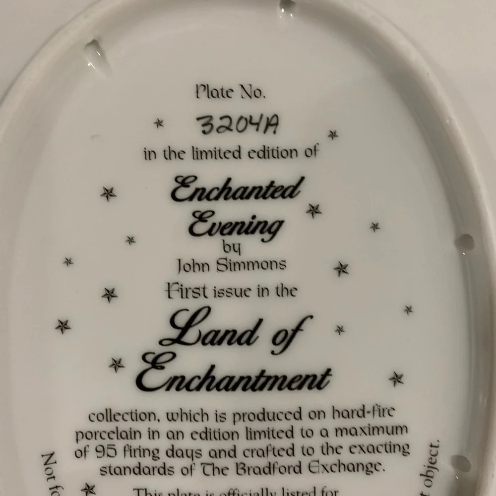 The Bradford Exchange Enchanted Evening  by John Simmons Plate # 3204A